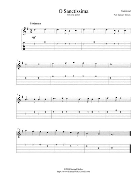 O Sanctissima Oh How Joyfully For Easy Guitar With Tab By