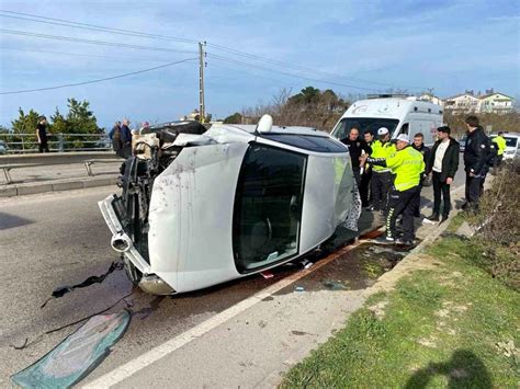 Sinop ta otomobil takla attı sürücü yaralandı Haberler