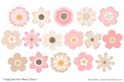 Soft Pink Flowers Clipart by Amanda Ilkov