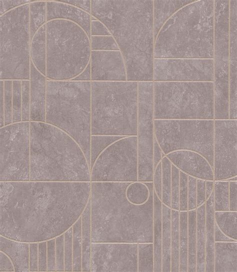 Abstract Geometric Patterns Imprinted Grey Metallic Gold Non Woven