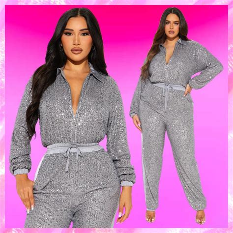 Zoe Zip Front Silver Sequin Jumpsuit Beach Babe Bikini