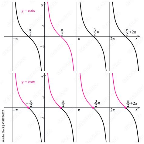 Graph of the cotangent on a white background. Graphic presentation for ...