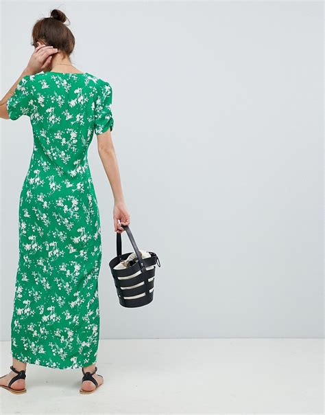 Asos Design Button Through Maxi Tea Dress In Floral Shopperboard