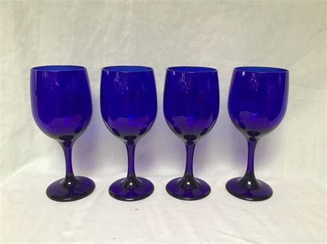 Vintage Cobalt Blue Wine Glasses Libbey Wine Goblets Libbey Water Glasses Etsy