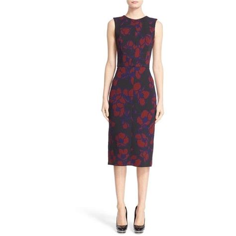 Oscar De La Renta Floral Jacquard Sheath Dress 2 190 Liked On