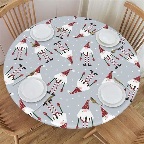 Amazon Dujiea Round Tablecloth Cute Christmas Gnomes Round Fitted