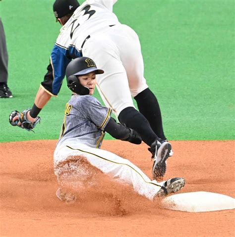 阪神・ドラ6中野 今季9盗塁目！成功率100％！ プロ初1試合2盗塁 阪神タイガース デイリースポーツ Online