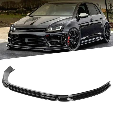 Front Bumper Lip Glossy Black RevoZport Style Double Lip Front Spoiler