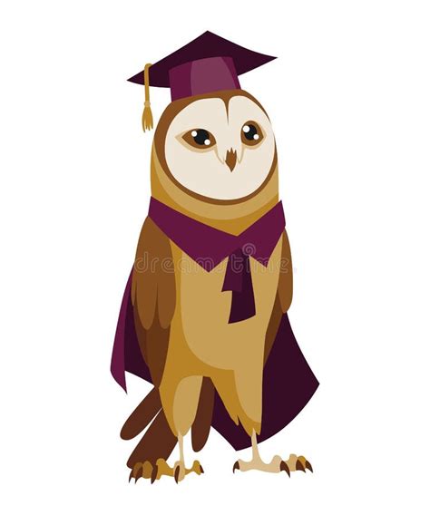 Owl Wearing Graduation Cap Cute Wise Owl With Hat Stock Vector