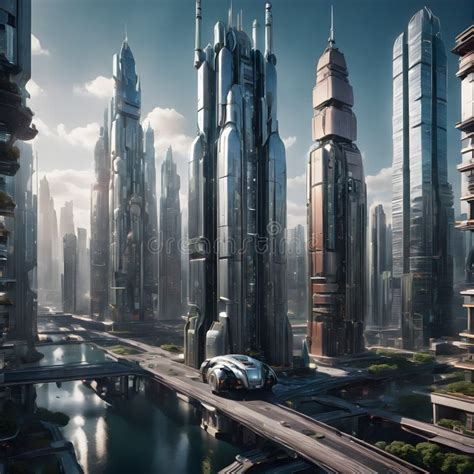 A Futuristic Metropolis Dominated By Sleek Industrial Robots