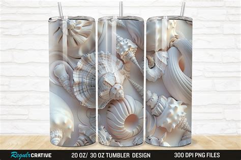 D Seashell Oz Tumbler Wrap Png Graphic By Regulrcrative