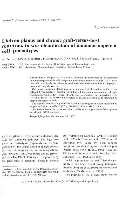 Pdf Lichen Planus And Chronic Graft Versus Host Reaction In Situ