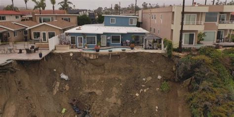 Aerial Shots Of Landslide In Oceanside California After A Storm