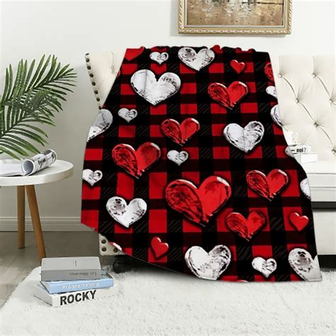 Aristuring Valentines Day Throw Blanket Red Black Buffalo Paid Throw