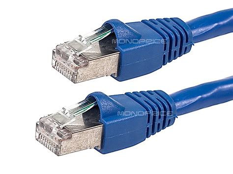 Monoprice Cat A Ft Blue Patch Cable Double Shielded S Ftp Awg