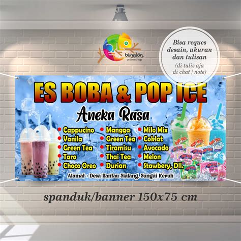 Jual Size X Spanduk Banner Minuman Boba Pop Ice Bisa Custom