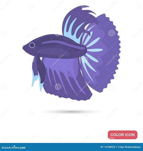 Icono Plano Del Color De Los Pescados Del Acuario De Betta Ilustraci N