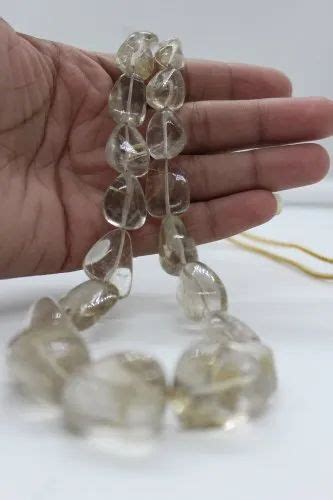 Natural Golden Rutilated Quartz Gemstone Smooth Tumble Shape Stone