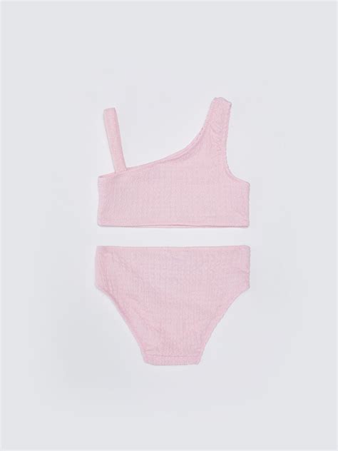 LCW Kids Pembe Kendinden Desenli Kız Çocuk Bikini S3DQ86Z4 SX3 LCW
