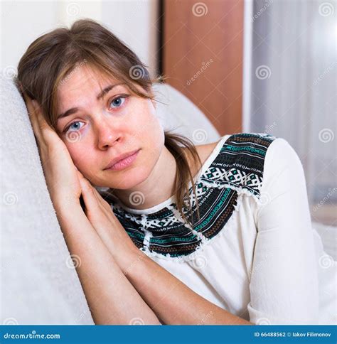 Portrait Of Miserable Woman At Home Stock Photo Image Of People