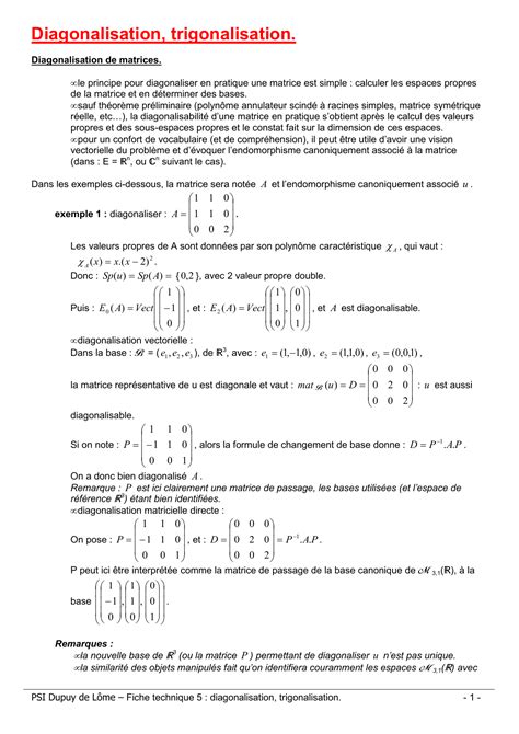 exercices corrigés diagonalisation trigonalisation matrices pdf