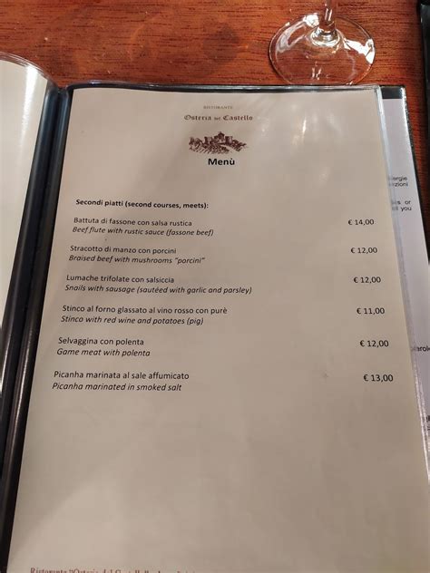 Speisekarte Von Ristorante Osteria Del Castello Salsomaggiore Terme