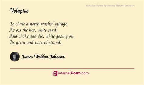 Voluptas Poem by James Weldon Johnson