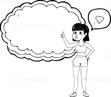 Hand Drawn Speech Bubble Cartoon Gym Woman 44984181 Png