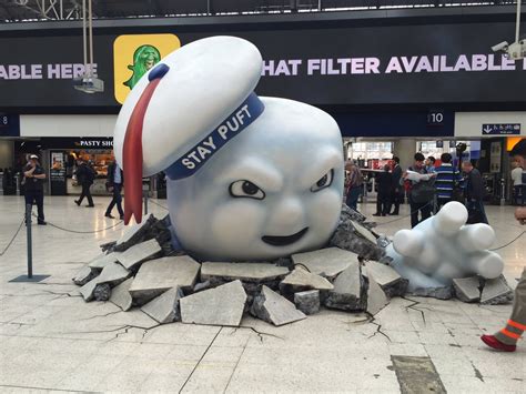 Giant Stay Puft Marshmallow Man spotted at Waterloo Station in ...