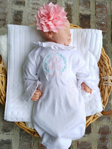 Personalized Ts For Baby Girl Coming Home Gown Baby Etsy Baby