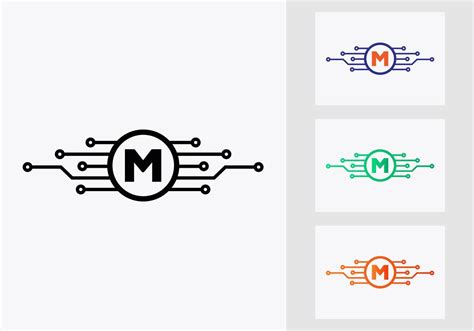 Letter M Technology Logo Design Template Network Logo Design