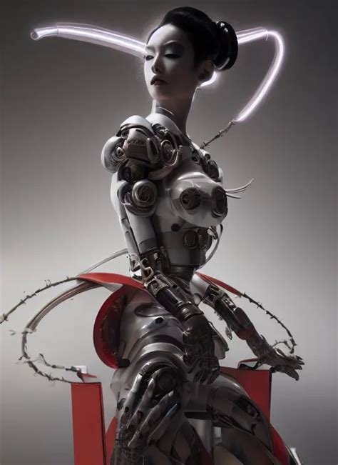 Portrait Of A Futuristic Geisha Cyborg Octane Render Stable