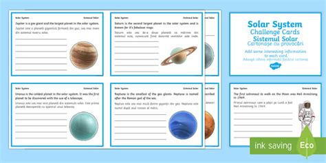 Finish The Solar System Fact Cards English Romanian Finish The Solar