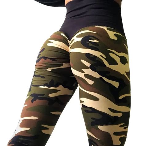 Camo Fitness Legging Butt Lift Leggins High Waist Green Purple Pink Camouflage Activewear