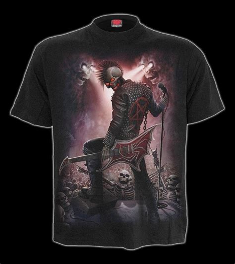 T Shirt Skelett Gitarrist Stage Fright T Shirts Spiral Gothic