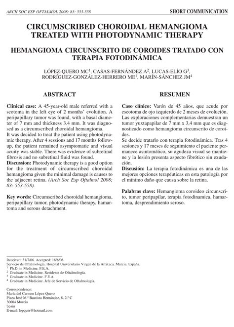 PDF Circumscribed Choroidal Hemangioma Treated With Photodynamic Therapy