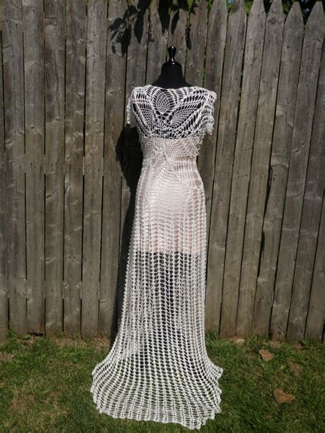 Lace Crochet Handmade Wedding Dress With Slight Train Made To