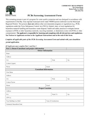 Fillable Online Pcbs Screening Assessment Form Fax Email Print Pdffiller