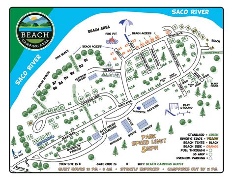 Beach Camping Area Campground Map | Tent & RV Sites