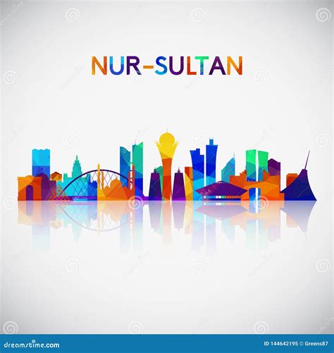 Nur-Sultan Skyline Silhouette. Cartoon Vector | CartoonDealer.com ...