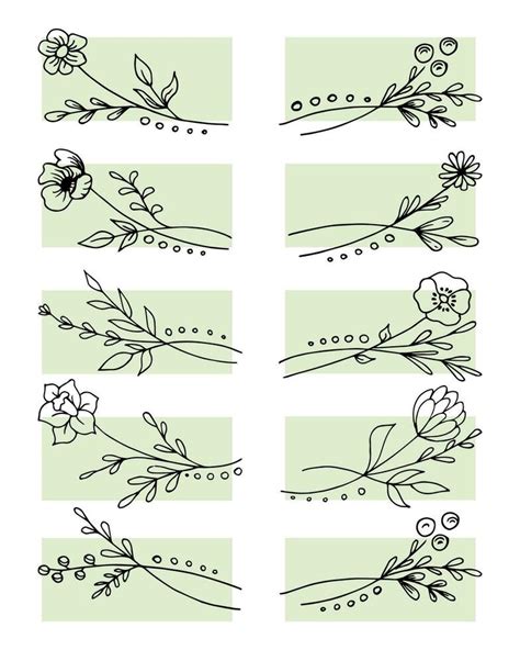 Hand Drawn Outline Flowers Set Sketch Botanical Icons Vector