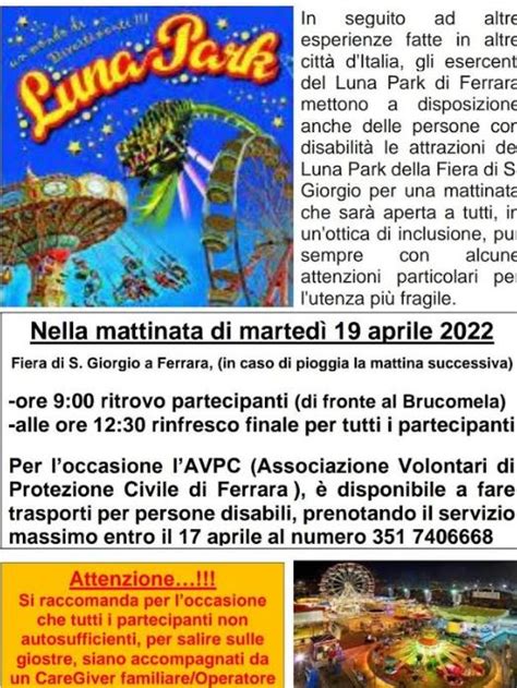 Luna Park Di San Giorgio All Insegna Dell Inclusione Fra Giostre E