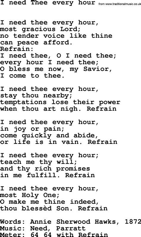 Book Of Common Praise Song I Need Thee Every Hour Lyrics Midi And PDF