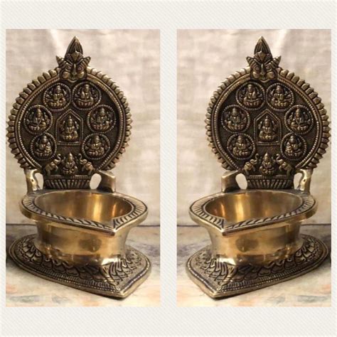 Ashtalakshmi Vilakku Diya Set Of 2 Handmade Brass Lamp Brass Diya