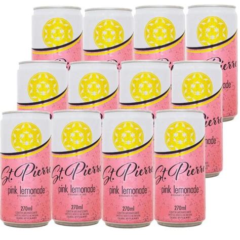 Kit 12 Agua Tônica St Pierre Pink Lemonade Lata 270ml St Pierre