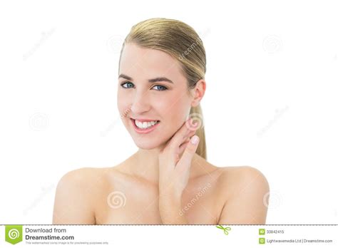 Pose Blonde Attrayante De Sourire Image stock Image du pureté studio