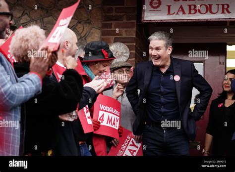 Labour Party Leader Sir Keir Starmer With Supporters Outside The Gillingham Labour Club During