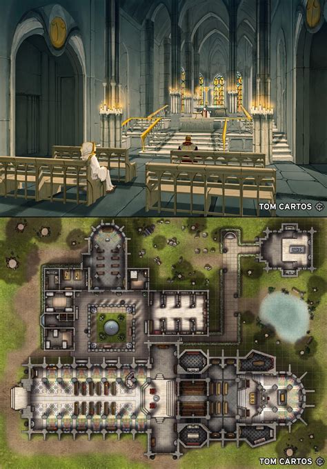 Gothic Cathedral Interior Scene and Battlemap [44x63] : r/tabletopcreations