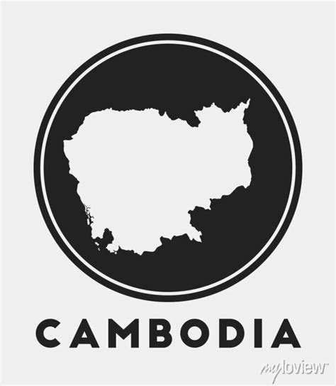 Cambodia Icon Round Logo With Country Map And Title Stylish Posters