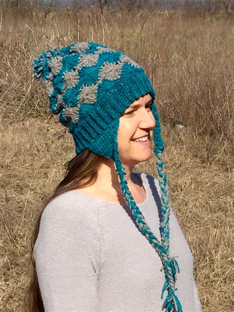 Crochet Pattern – Dori’s Diamond Hat with Ear Flaps